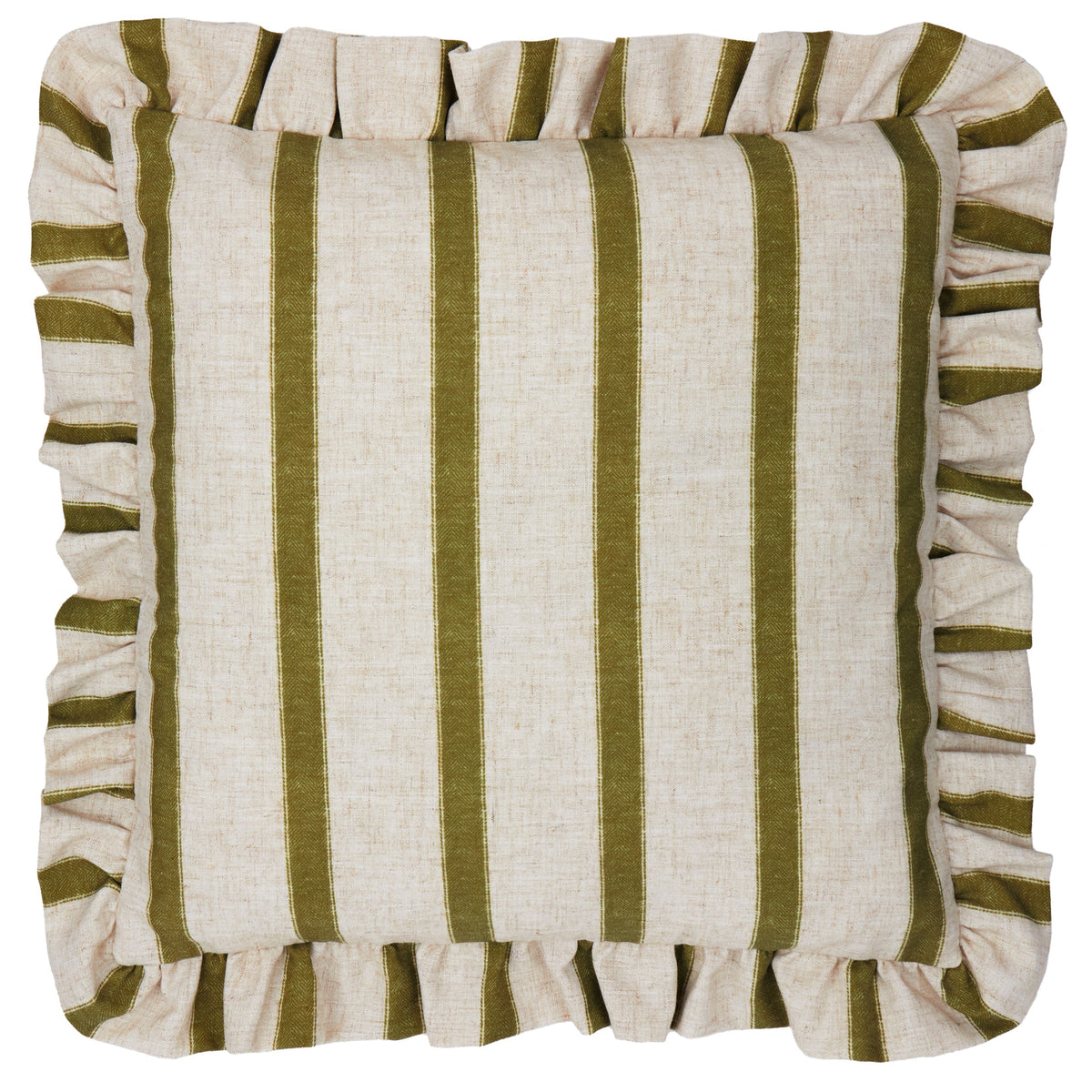 Housse de coussin à volant rayé