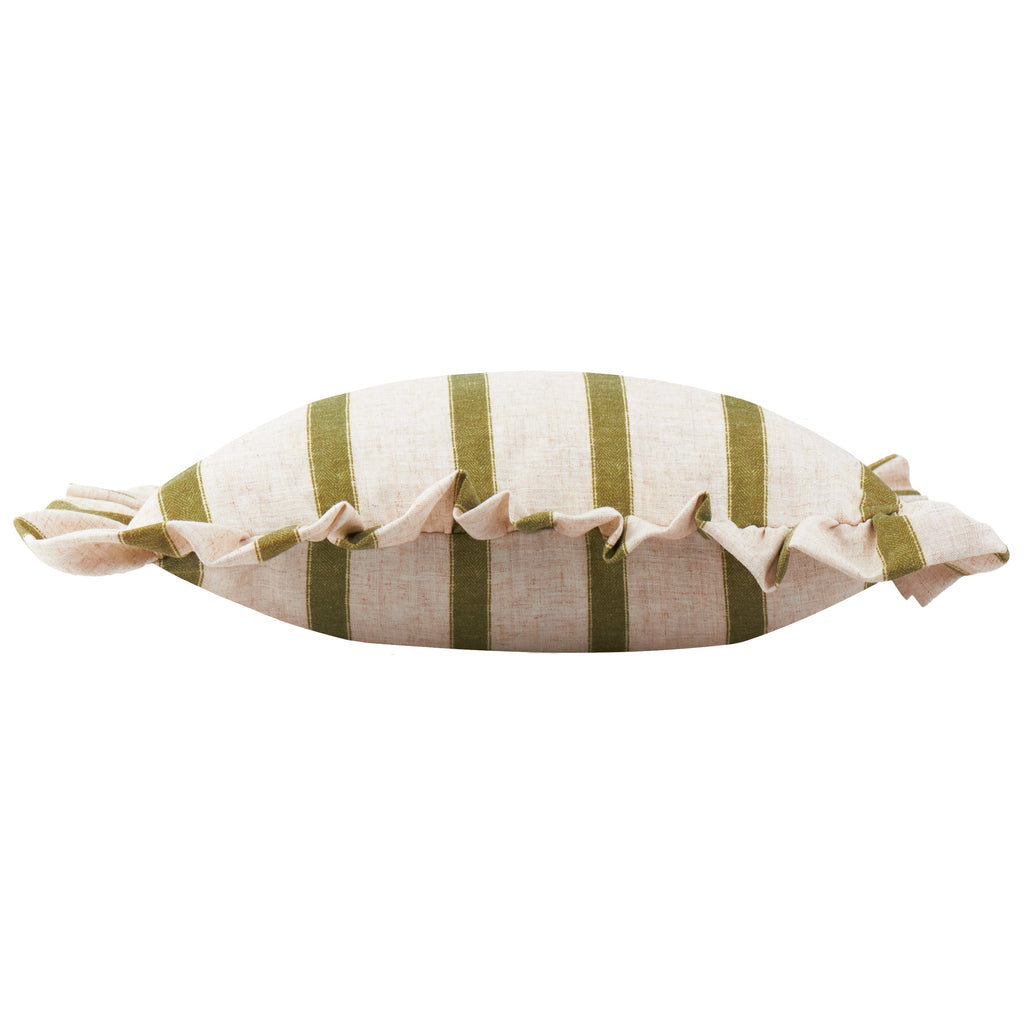 Housse de coussin à volant rayé