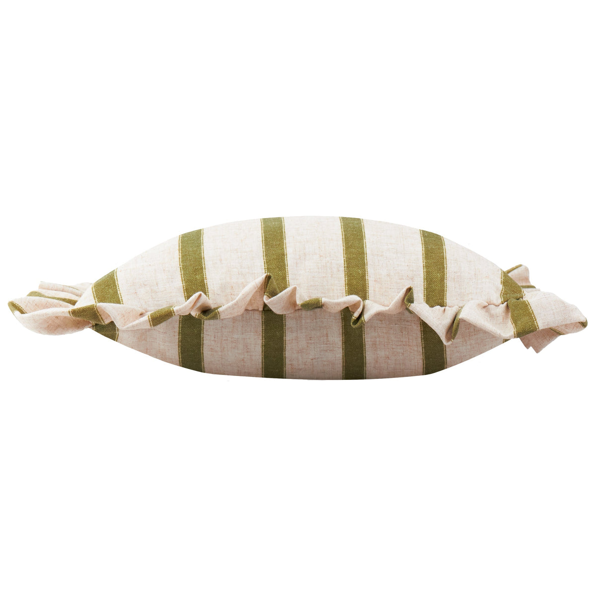 Housse de coussin à volant rayé