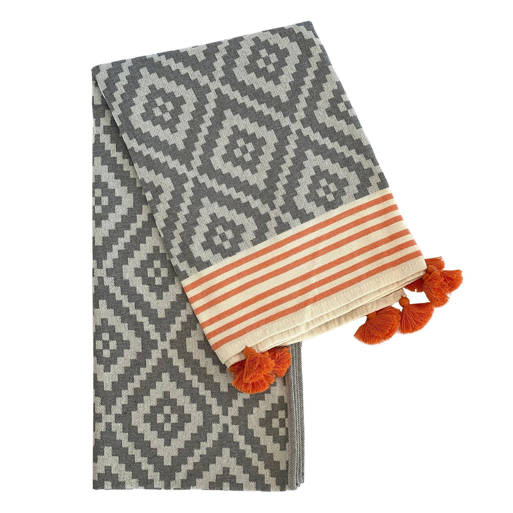 Fouta Mérida gris et orange