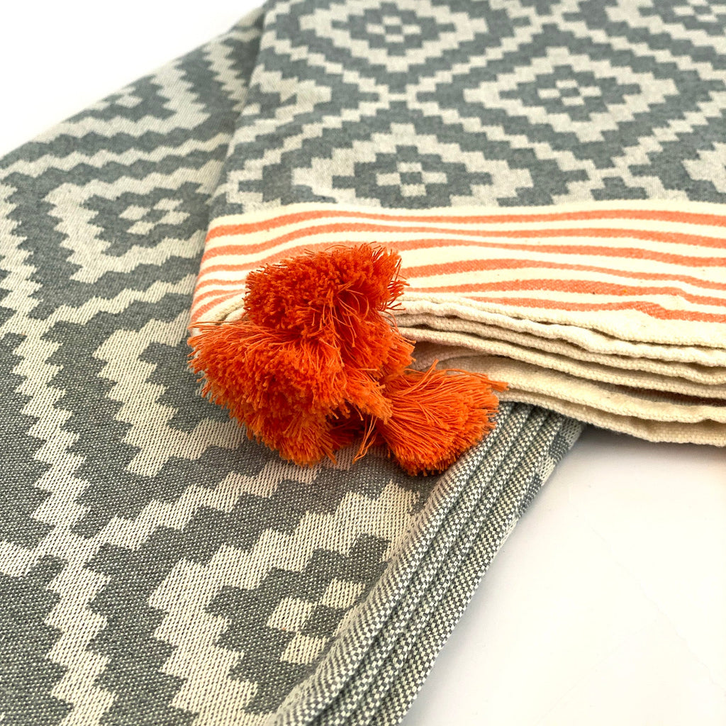 Fouta Mérida gris et orange