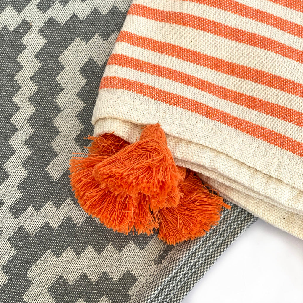 Fouta Mérida gris et orange