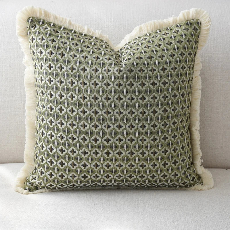 Housse de coussin jacquard vert