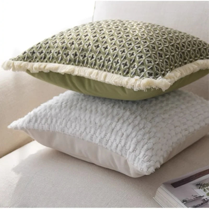 Housse de coussin jacquard vert