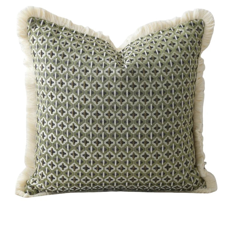 Housse de coussin jacquard vert