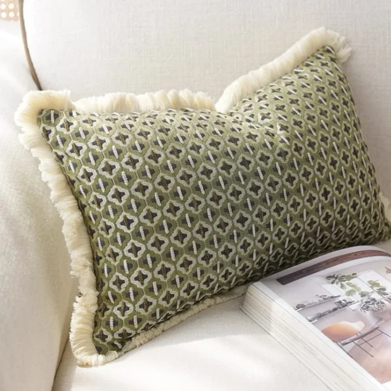 Housse de coussin jacquard vert