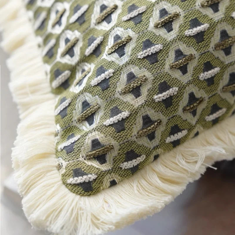 Housse de coussin jacquard vert