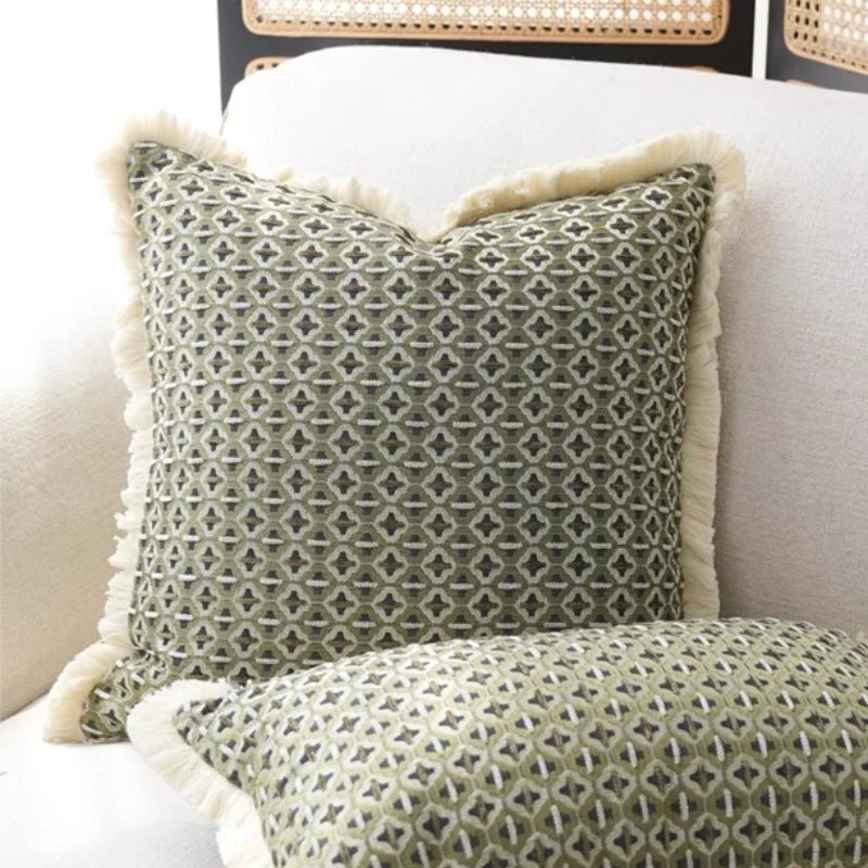 Housse de coussin jacquard vert